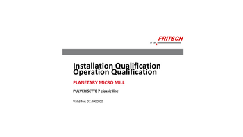 IQ/OQ documentation (questionnaire format - implementation by customer)